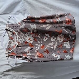 Loft Outlet Small Light Gray background w/Rust Cream & Pale Pink Flowers